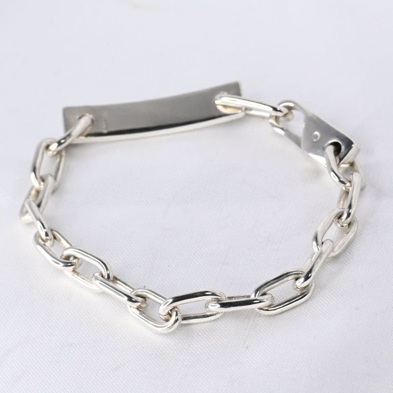 【研磨済】GUCCI ロゴ プレート ID ブレスレット 19cm Ag925 箱付き グッチ