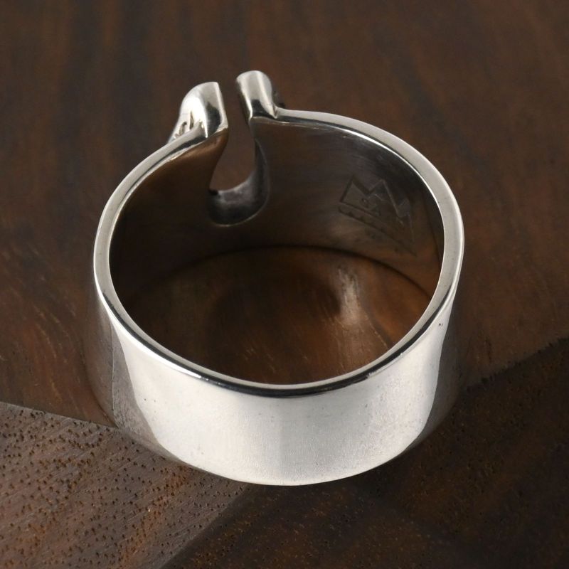 【研磨済】SAAD ホースシュー リング 18~19号 シルバー925 太陽神 唐草