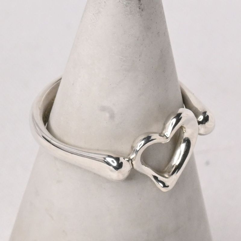 【研磨済】TIFFANY＆Co. オープンハート リング 8号 ティファニー 指輪 Elsa Peretti