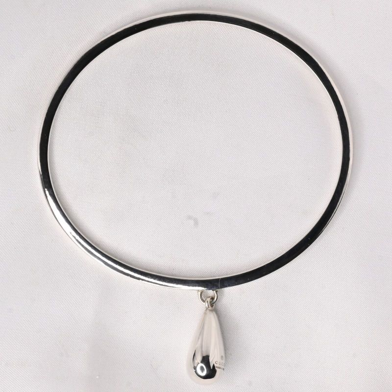 【研磨済】GUCCI シルバー ティアドロップ バングル Ag925 グッチ