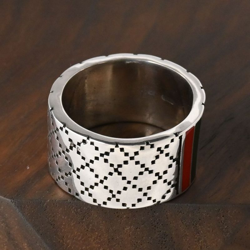 【研磨済】GUCCI ディアマンティッシマ リング 16~17号 シルバー エナメル 指輪