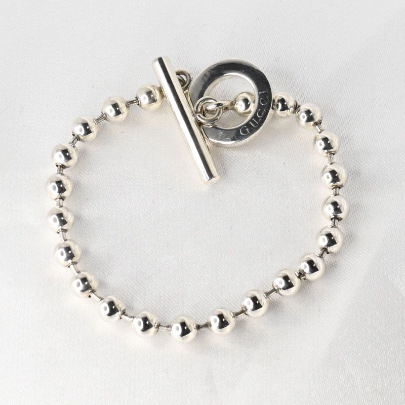 【研磨済】GUCCI グッチ ボールチェーン ブレスレット 17.5cm シルバー925 Ag925