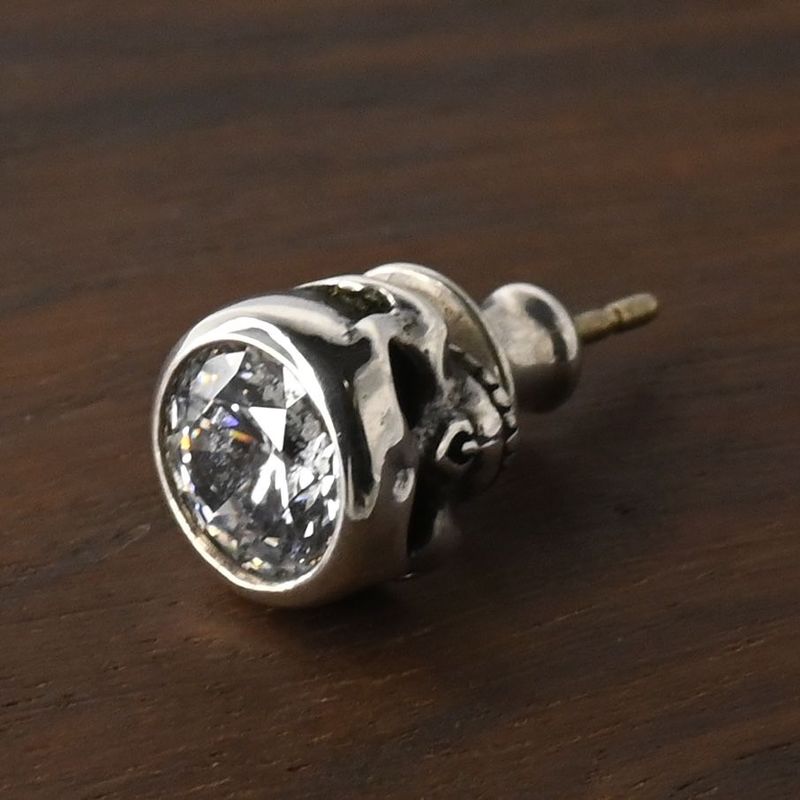 【研磨済】 JUSTIN DAVIS SECRET SKULL ピアス クリアストーン SEJ540 ジャスティンデイビス