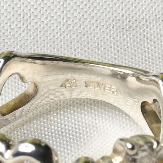 【研磨済】4℃ ハート ストーン シルバー リング 8号 925 美品 ヨンドシー 指輪