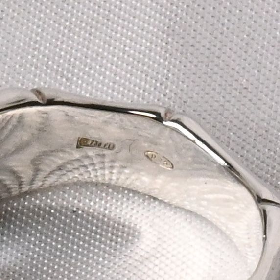 【研磨済】GUCCI バンブー アクアマリン ストーン リング サイズ12 Ag925 美品 指輪 グッチ