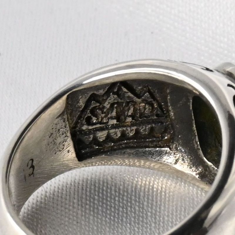 【研磨済】SAAD ターコイズ 太陽神 唐草 リング 13号 シルバー925