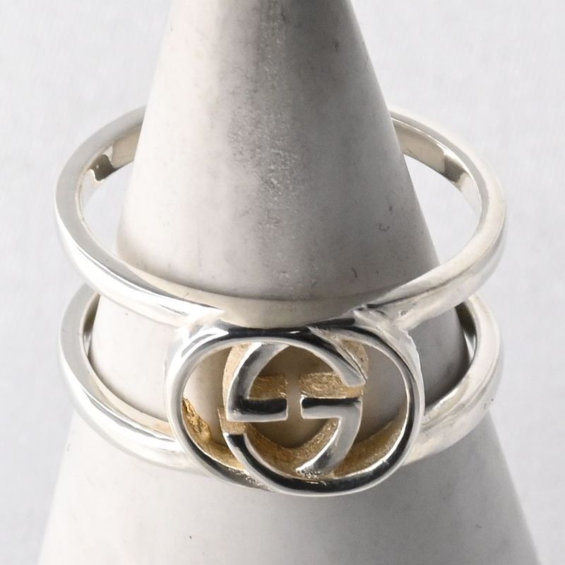 【研磨済】 GUCCI インターロッキング ワイドリング サイズ15