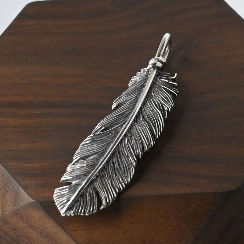 【研磨済】SAAD フェザー シルバー925 ペンダントトップ ネックレスチャーム