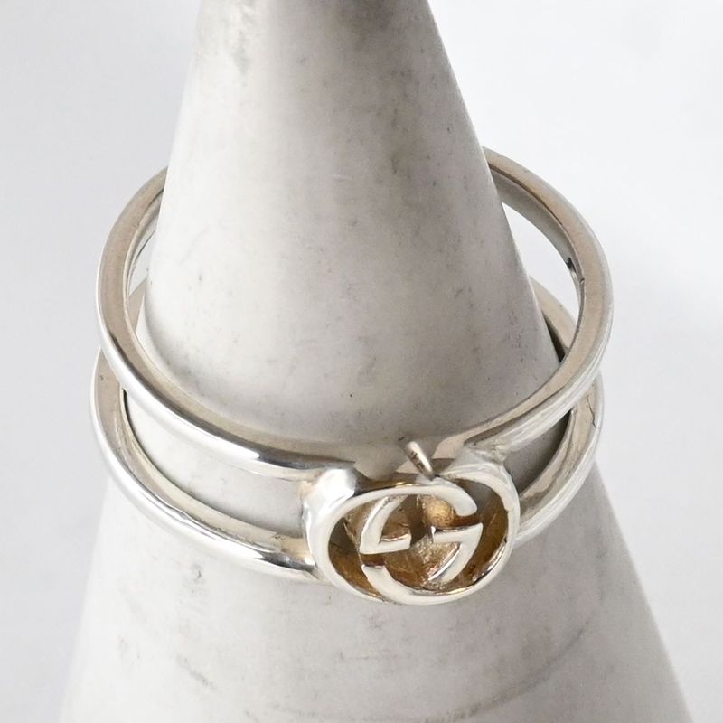 【研磨済】 GUCCI インターロッキング リング スリム 11号 指輪 Ag925