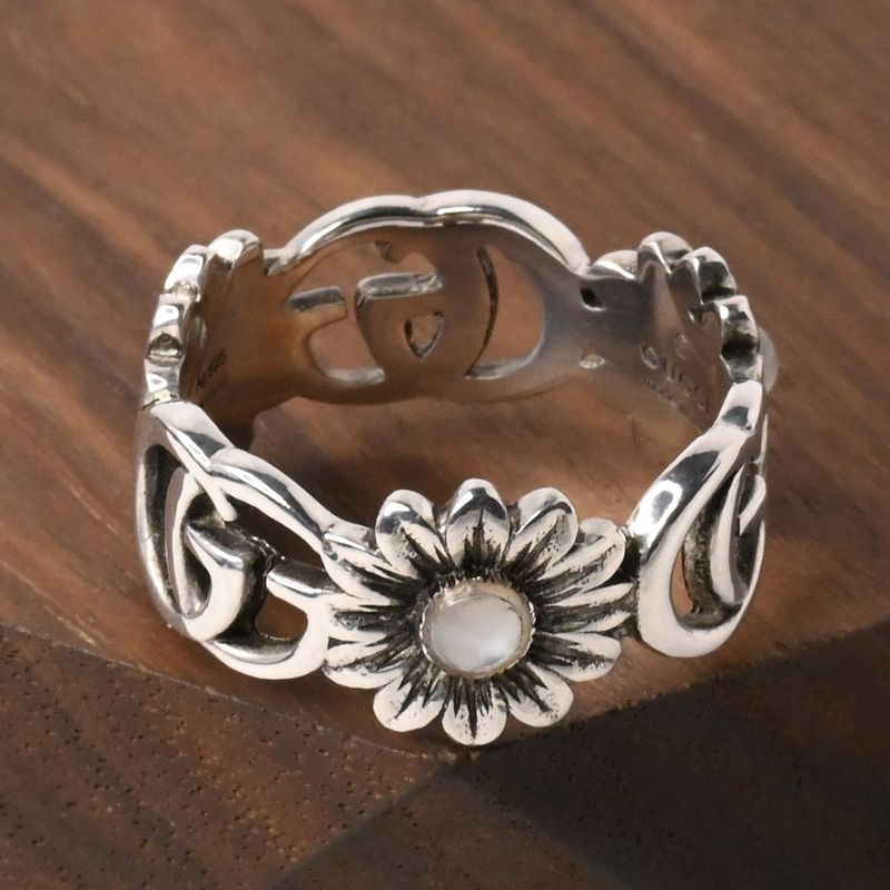 【研磨済】GUCCI ダブルG マザー・オブ・パール リング 14.5号 美品