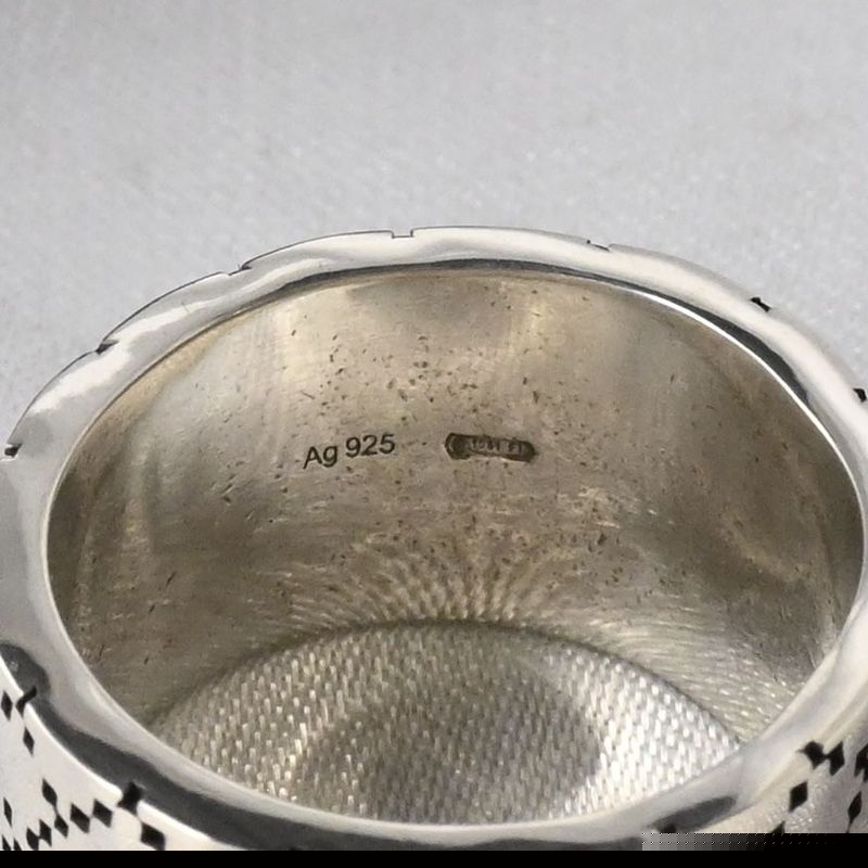 【研磨済】GUCCI ディアマンティッシマ リング 16~17号 シルバー エナメル 指輪