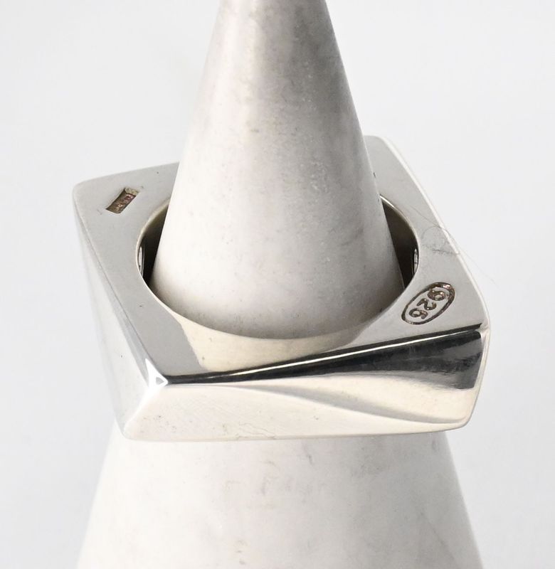 【研磨済】Salvatore Ferragamo スクエア リング シルバー925 11号 サルヴァトーレフェラガモ