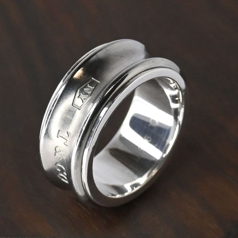 【研磨済】TIFFANY＆Co. ナロー チタン リング 9.5号 シルバー925 ティファニー 指輪