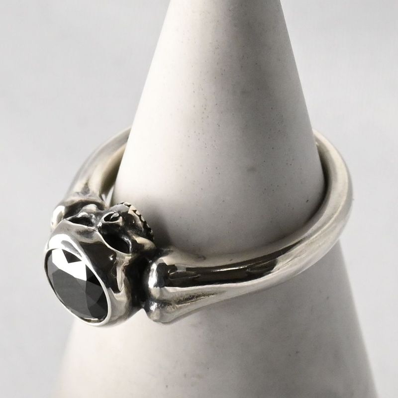 【研磨済】JUSTIN DAVIS SECRET SKULL RING ブラック SRJ460B 7号 シルバー925 リング 指輪 スカル JxU
