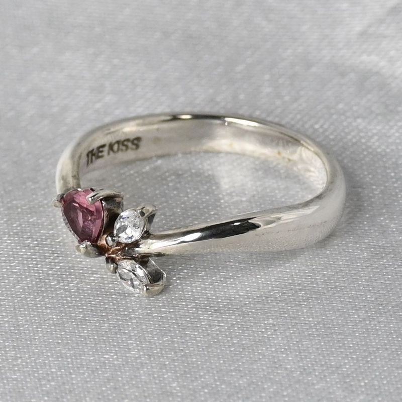 【研磨済】THE KISS リング 指輪 SILVER 9号 ピンクストーン
