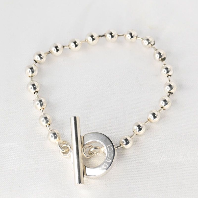 【研磨済】GUCCI グッチ ボールチェーン ブレスレット 17cm シルバー925 Ag925