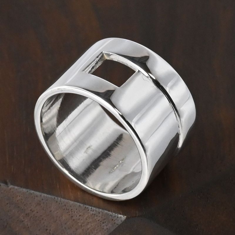 【研磨済】美品 90’s オールドグッチ GUCCI HEAVY BAND G RING リング 指輪 15号 Ag925