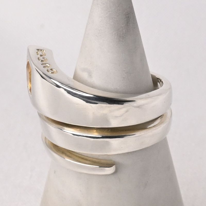 【研磨済】美品 GUCCI トパーズ スネーク リング 9.5号 Ag925 グッチ 指輪 silver925