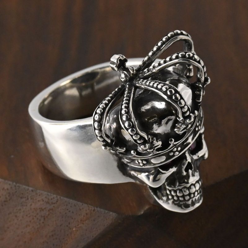 【研磨済】 JUSTIN DAVIS ESSENTIAL SKULL リング ルビー 19号 SRJ155 ジャスティンデイビス 指輪 スカル