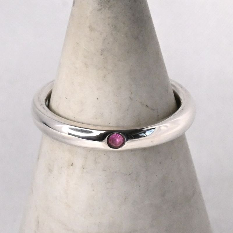 【研磨済】TIFFANY＆Co. スタッキングバンド リング ピンクサファイア 7.5号 ティファニー 指輪 シルバー925