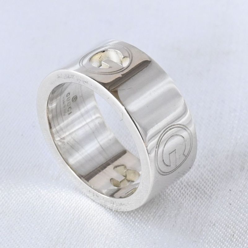 【研磨済】美品 GUCCI Gロゴ カットアウト リング サイズ8 Ag925 指輪 グッチ
