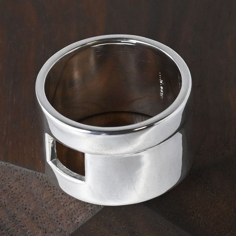 【研磨済】美品 90’s オールドグッチ GUCCI HEAVY BAND G RING リング 指輪 15号 Ag925