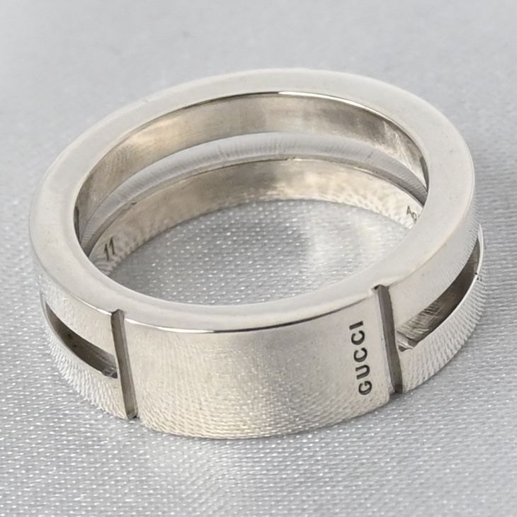 【新品仕上げ】美品 GUCCI プレーンダブルライン リング 指輪 SV925 Ag925 グッチ 10.5号