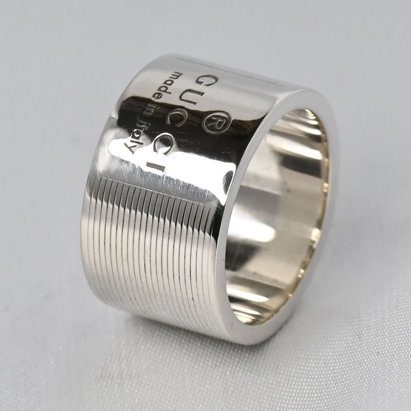 【研磨済】 GUCCI ロゴ ワイド リング SV925 シルバー 13号 指輪 グッチ