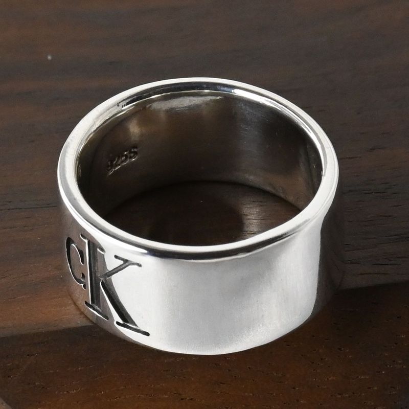 【研磨済】Calvin Klein ロゴ ワイド リング 指輪 10.5号 カルバン・クライン