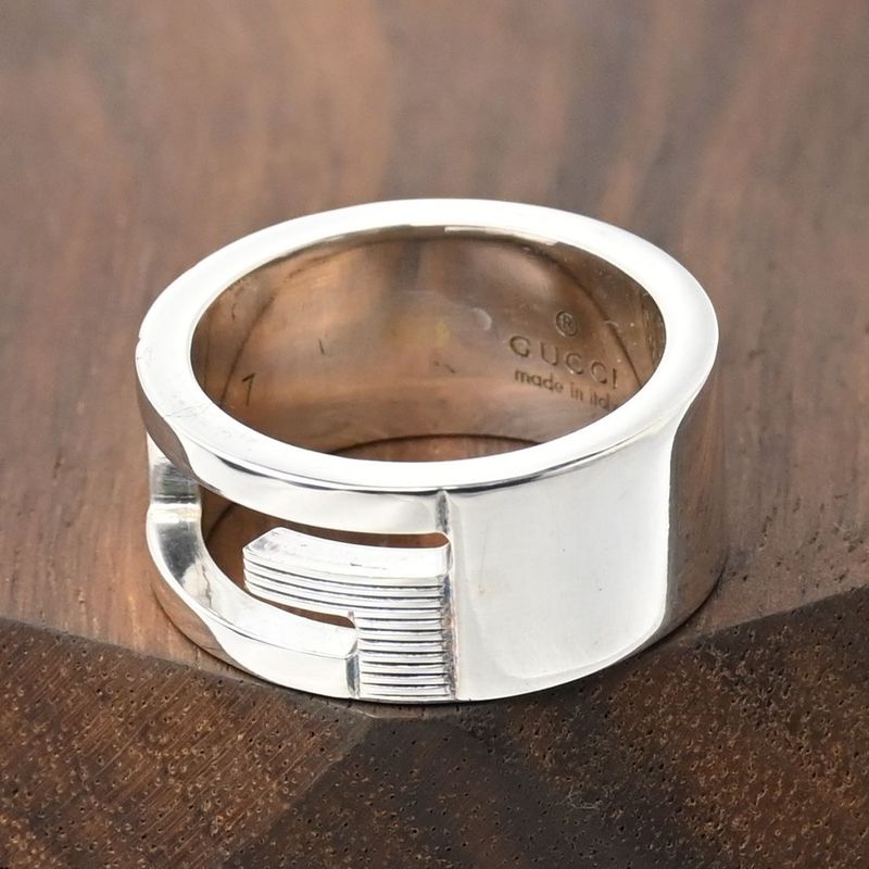 【新品仕上げ】美品 GUCCI ブランデッド カットアウトG 7号 グッチ ピンキーリング