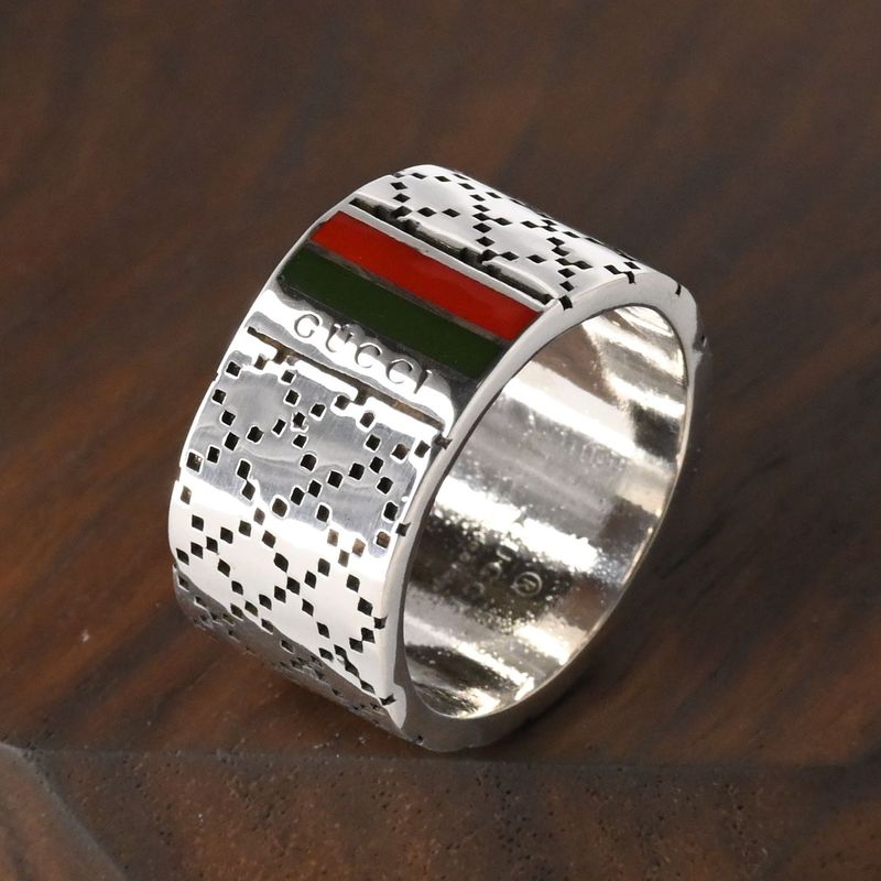 【研磨済】GUCCI ディアマンティッシマ リング 16~17号 シルバー エナメル 指輪