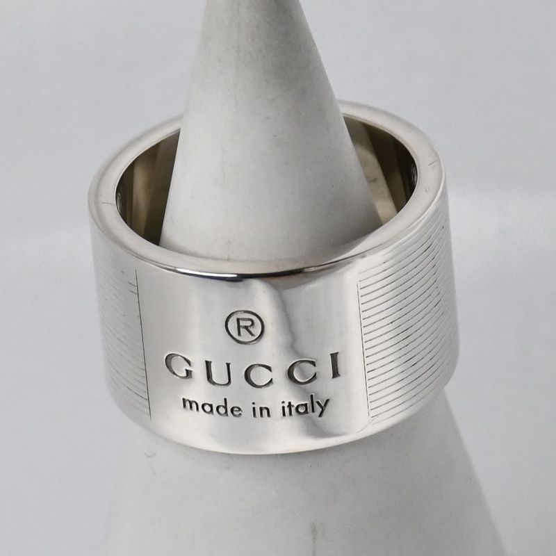 【研磨済】 GUCCI ロゴ ワイド リング SV925 シルバー 13号 指輪 グッチ