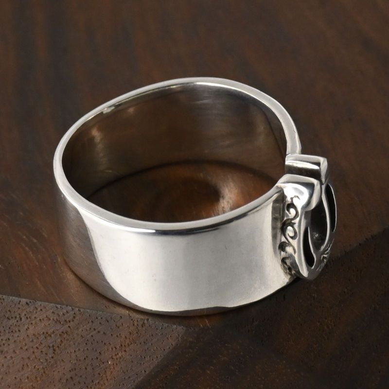 【研磨済】SAAD ホースシュー リング 18~19号 シルバー925 太陽神 唐草