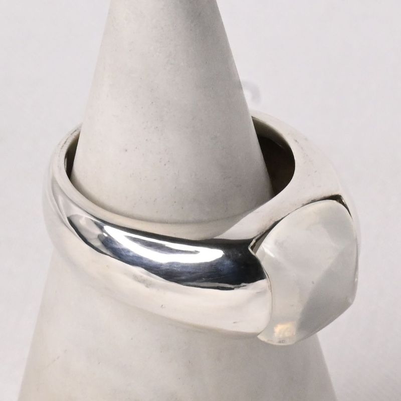 【研磨済】STAR JEWELRY クリアストーン リング 指輪 11号 シルバー925 美品