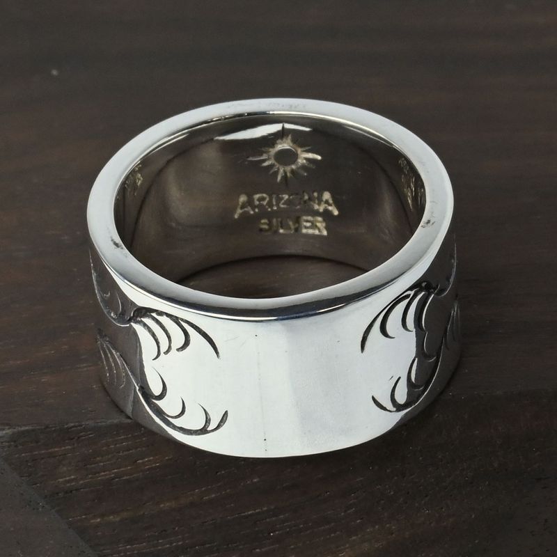 【研磨済】 ARIZONA FREEDOM シルバー リング 17号 R-10a 太陽神 唐草 silver 925 アリゾナフリーダム