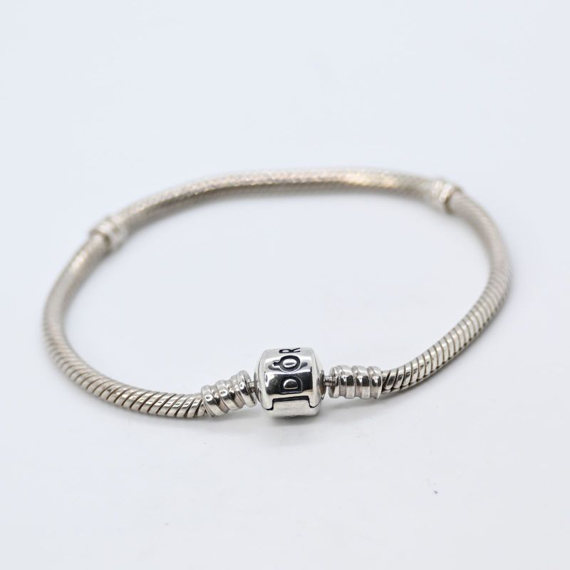 【研磨済】PANDORA Barrel Clasp Snake Chain Bracelet 17cm ブレスレット 美品 パンドラ シルバー925