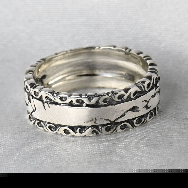 【新品仕上げ】SAAD リング 7.5号 シルバー925 クラックデザイン 太陽神