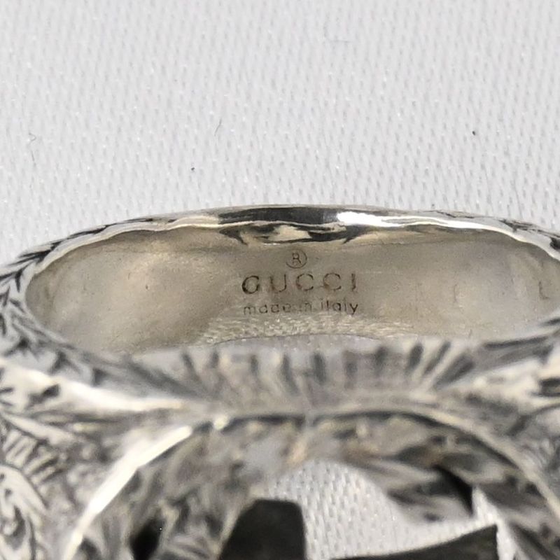 【研磨済】美品 GUCCI インターロッキングG アラベスク ワイド リング サイズ9