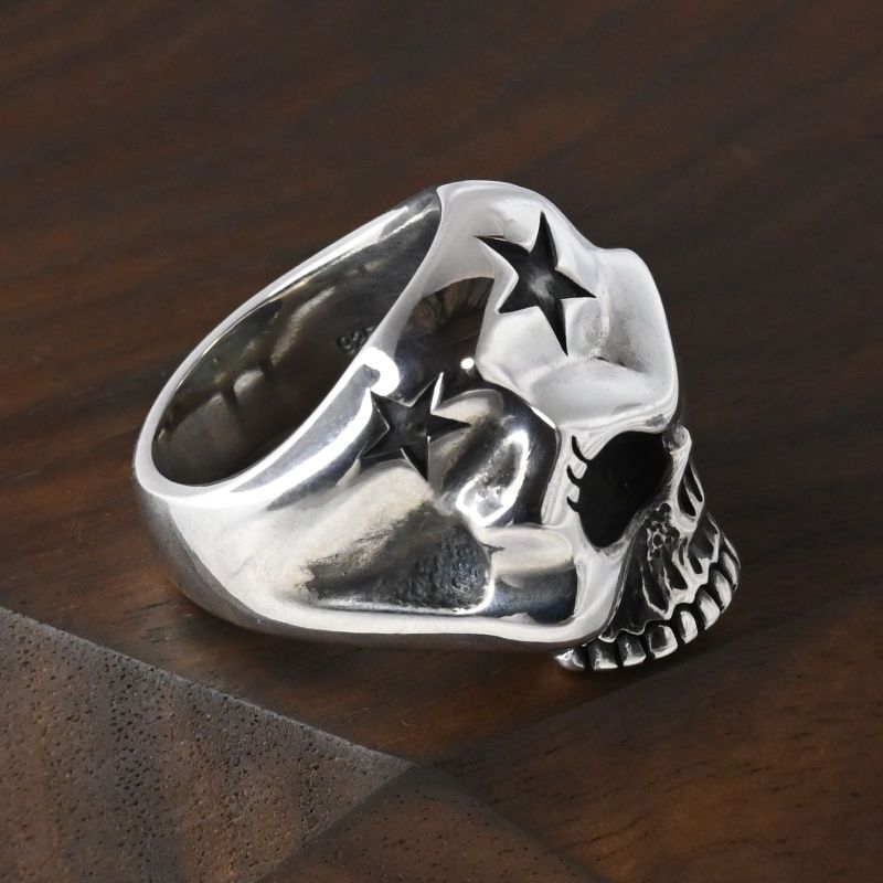 【研磨済】美品 シルバー925 スカル リング 10号