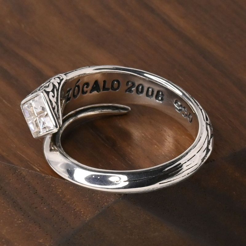 【研磨済】ZOCALO Ivy Spiral Ring Square : White CZ 17号 シルバー925 リング ソカロ