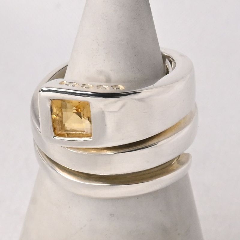 【研磨済】美品 GUCCI トパーズ スネーク リング 9.5号 Ag925 グッチ 指輪 silver925