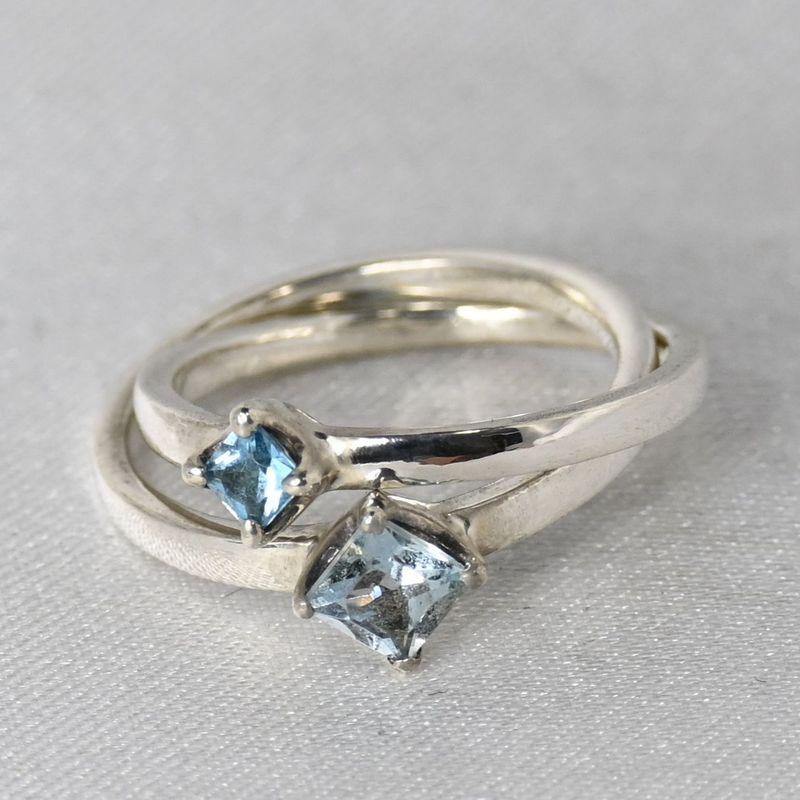 【研磨済】美品 4℃ ヨンドシー 2連 リング 指輪 シルバー925 7号