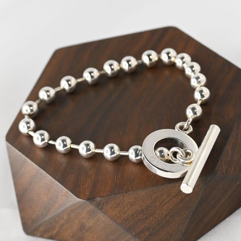 【研磨済】GUCCI グッチ ボールチェーン ブレスレット 17cm シルバー925 Ag925