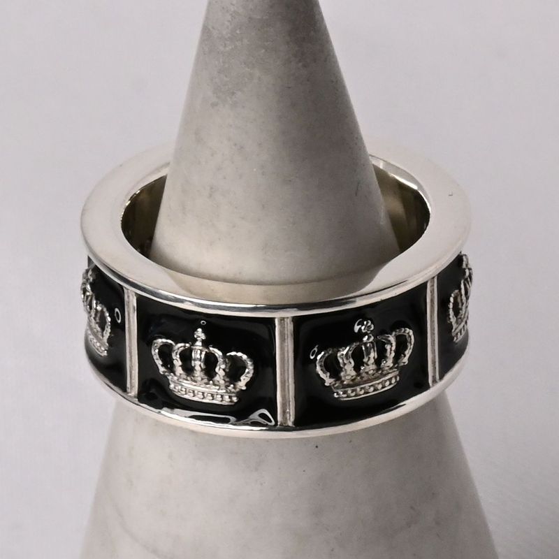 【研磨済】 JUSTIN DAVIS PRIDE&JOY/CROWN リング 9号 ブラック SRJ272 ジャスティンデイビス 指輪 クラウン 王冠 シルバー925
