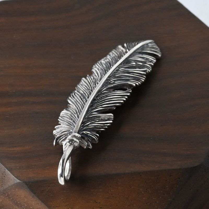 【研磨済】SAAD フェザー シルバー925 ペンダントトップ ネックレスチャーム