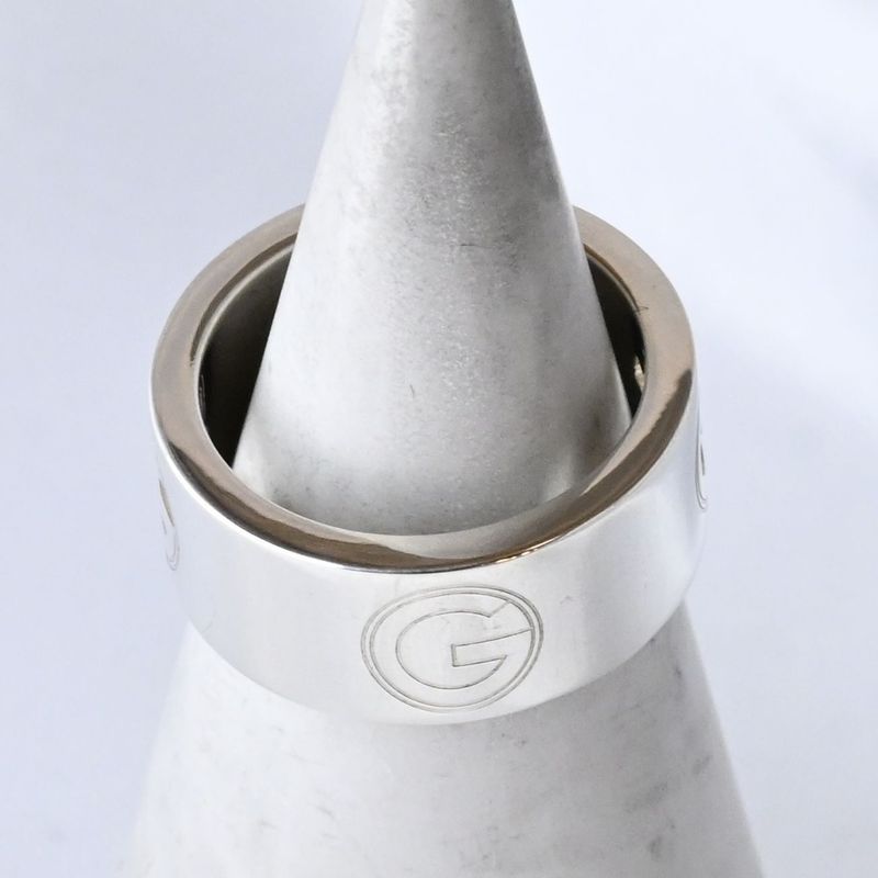 【研磨済】美品 GUCCI Gロゴ カットアウト リング サイズ8 Ag925 指輪 グッチ