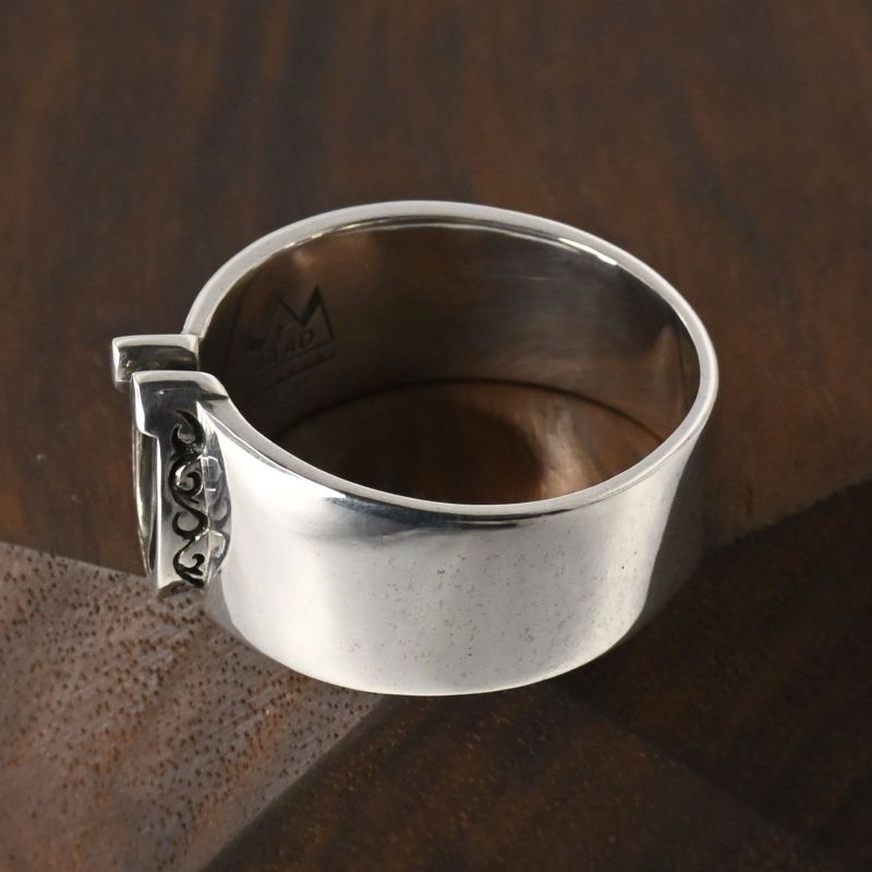 【研磨済】SAAD ホースシュー リング 18~19号 シルバー925 太陽神 唐草