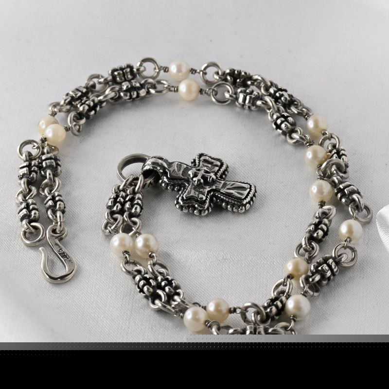 【研磨済】 ROYAL ORDER クロス パール ネックレス シルバー925 ロイヤルオーダー