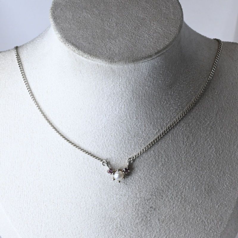 【研磨済】4℃ パール ネックレス シルバー925 チェーン43cm ヨンドシー