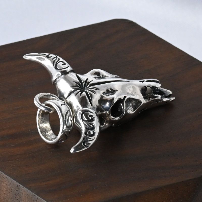 【研磨済】SAAD バッファロー シルバー925 ペンダントトップ ネックレスチャーム